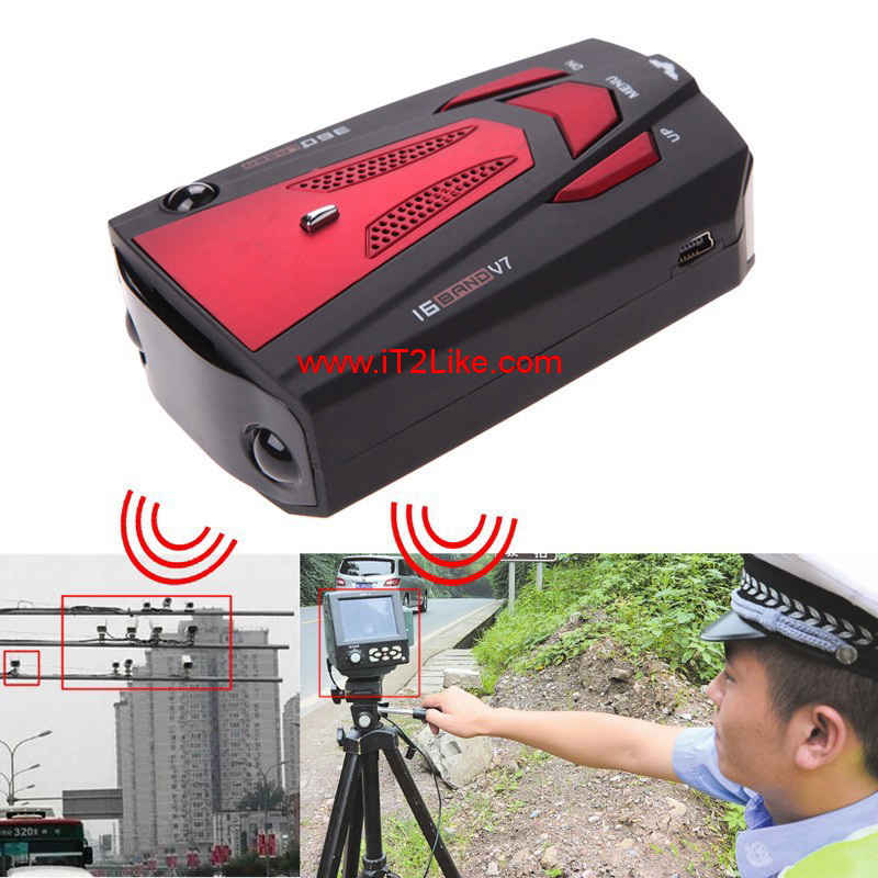 เครื่องเตือน ตรวจจับ เรดาห์ตำรวจ กล้องจับความเร็ว V7 มีจอ LED เฟิร์มแวร์ใหม่ล่าสุด