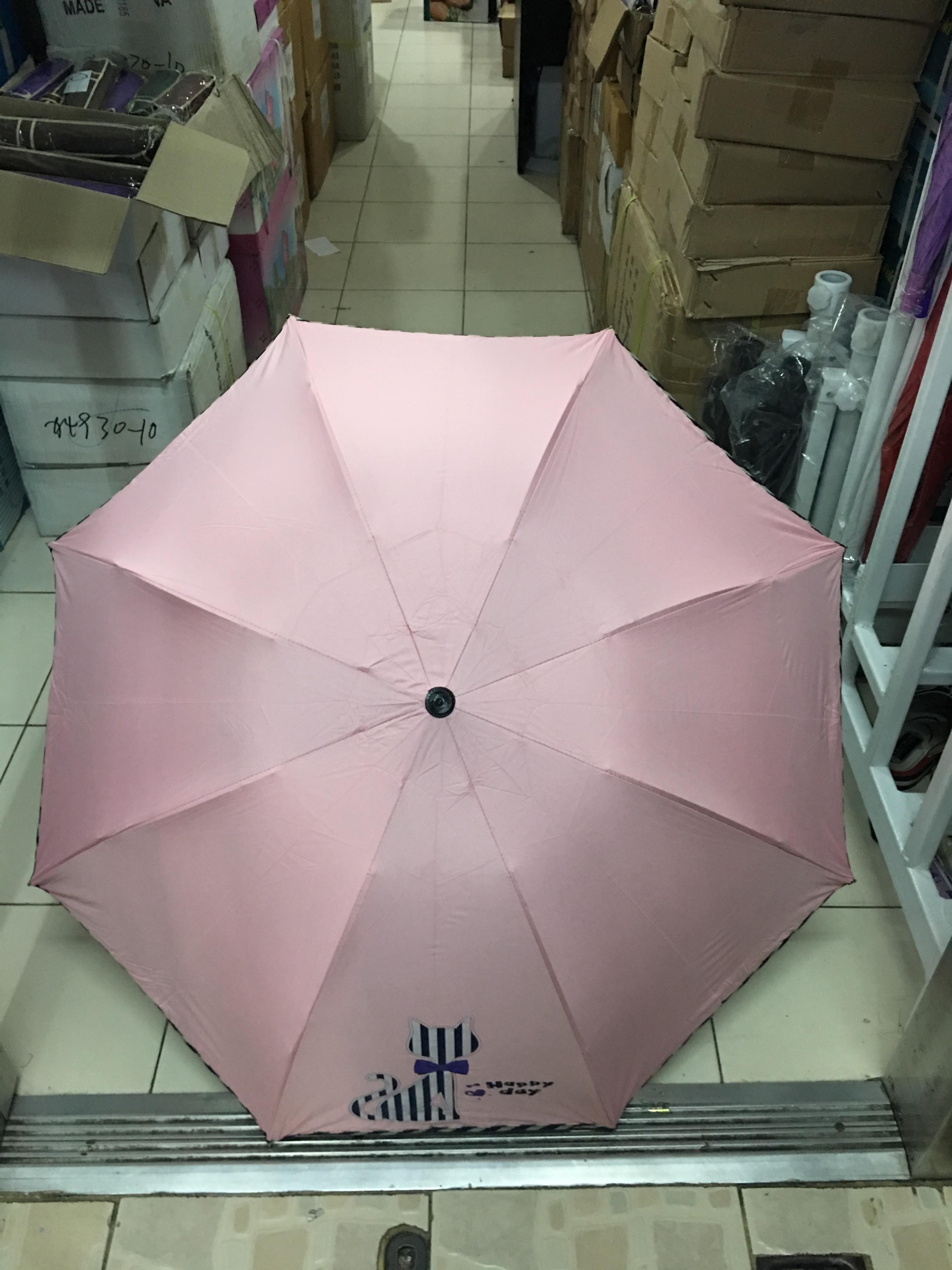 ร่มโค้งชายตรงลายแมวยูวีดำ