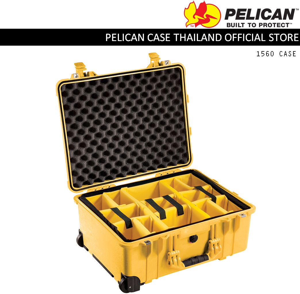 PELICAN 1560 WITH PADDED DIVIDER - YELLOW
