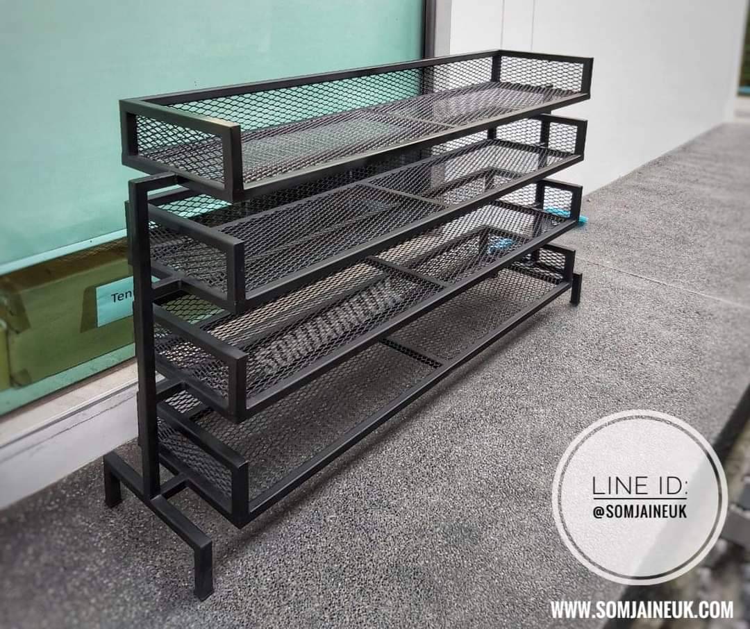 ชั้นวางรองเท้าตะแกรงฉีกสไตล์ลอฟท์