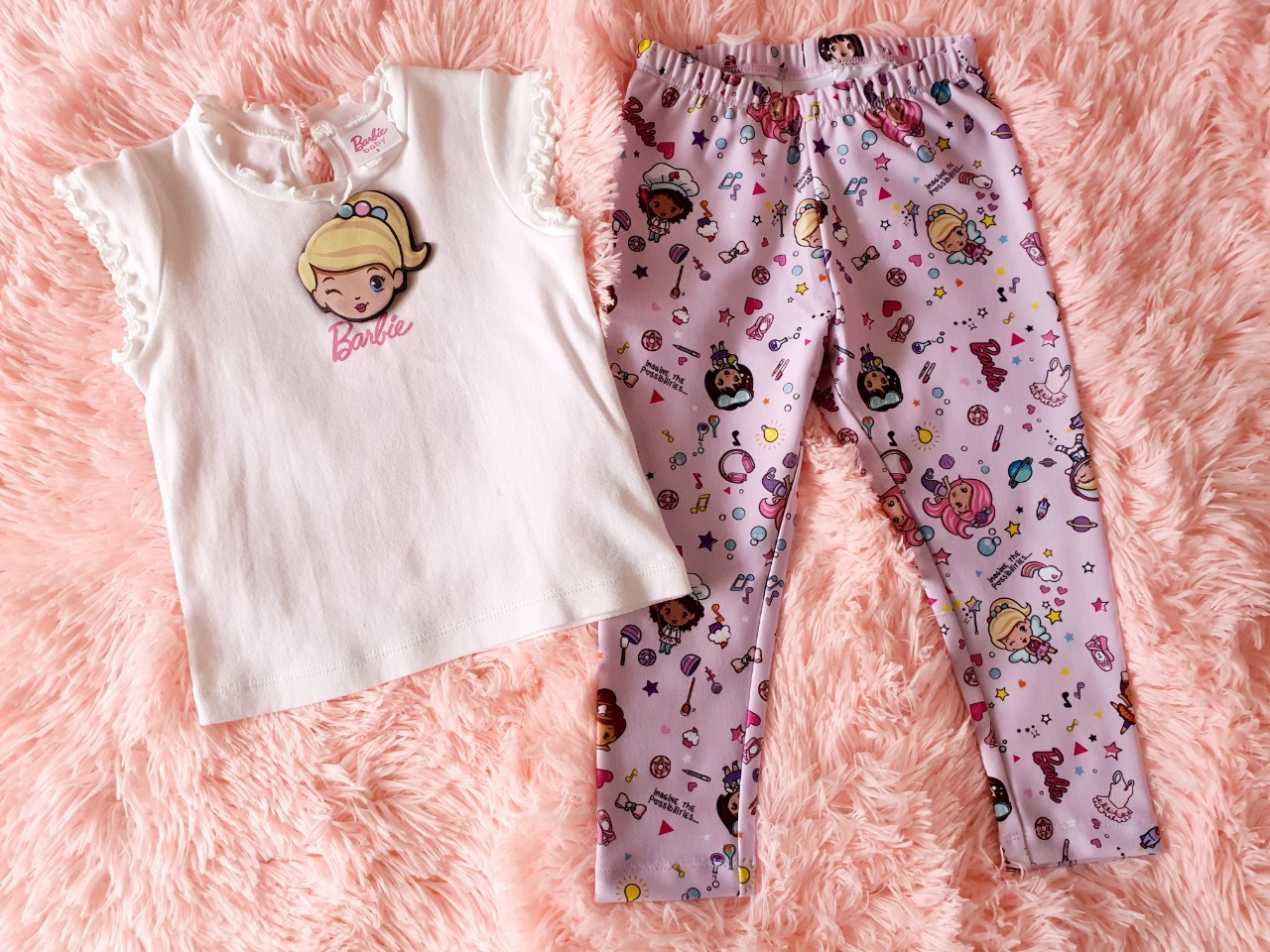 ชุดเซ็ท Barbie baby Size S เสื้อ-กางเกง by Laugh มือสอง เหมือนใหม่