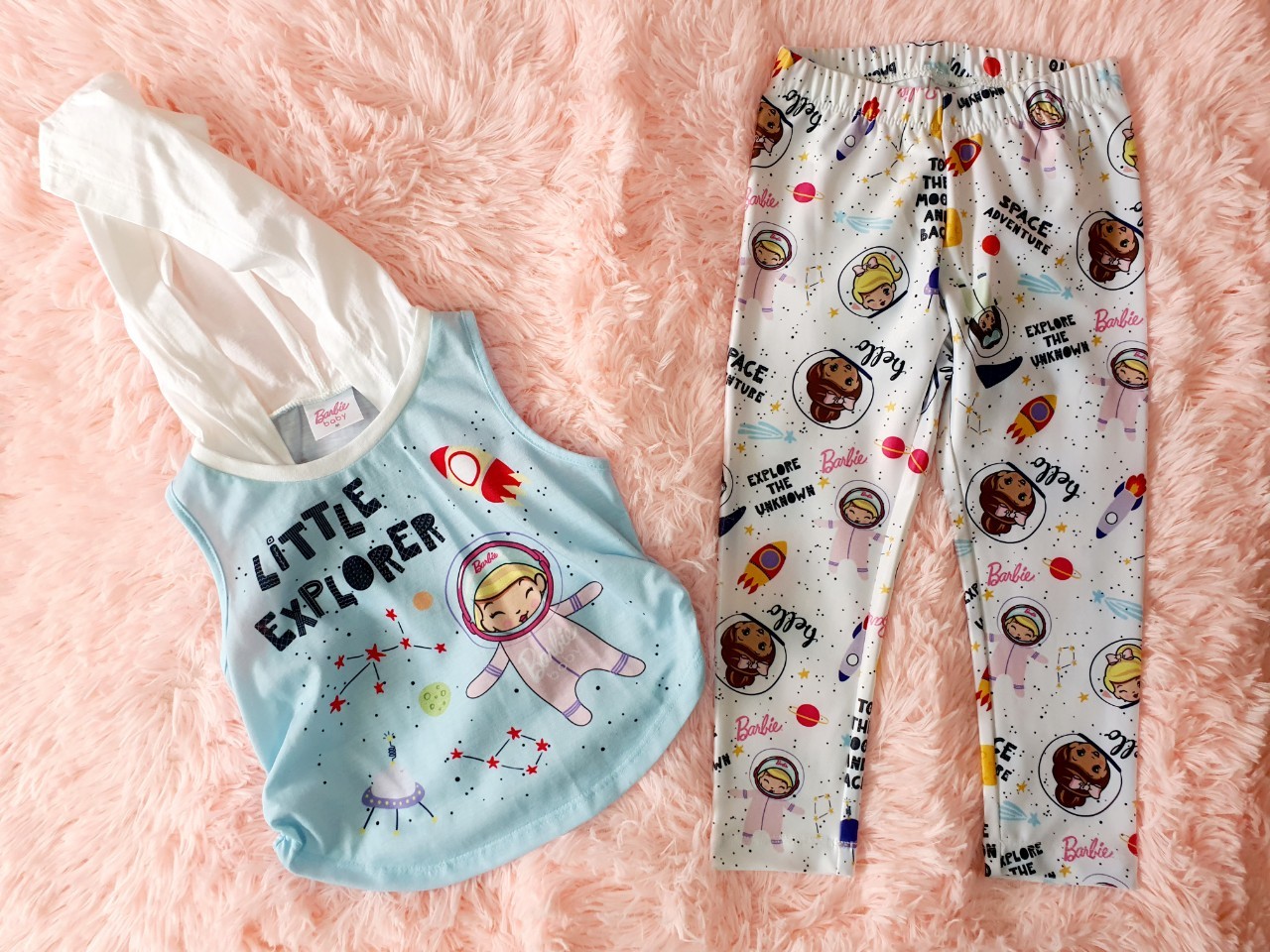 ชุดเซ็ท Barbie baby Size M เสื้อ-กางเกง Laugh by CHA-LOM มือสอง