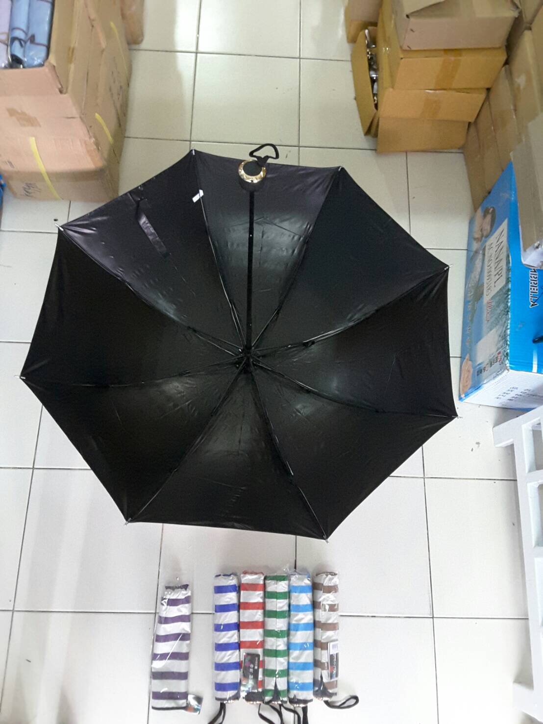 ร่มพับแฟชั่น3ตอนยูวีดำ21นิ้รหัส610