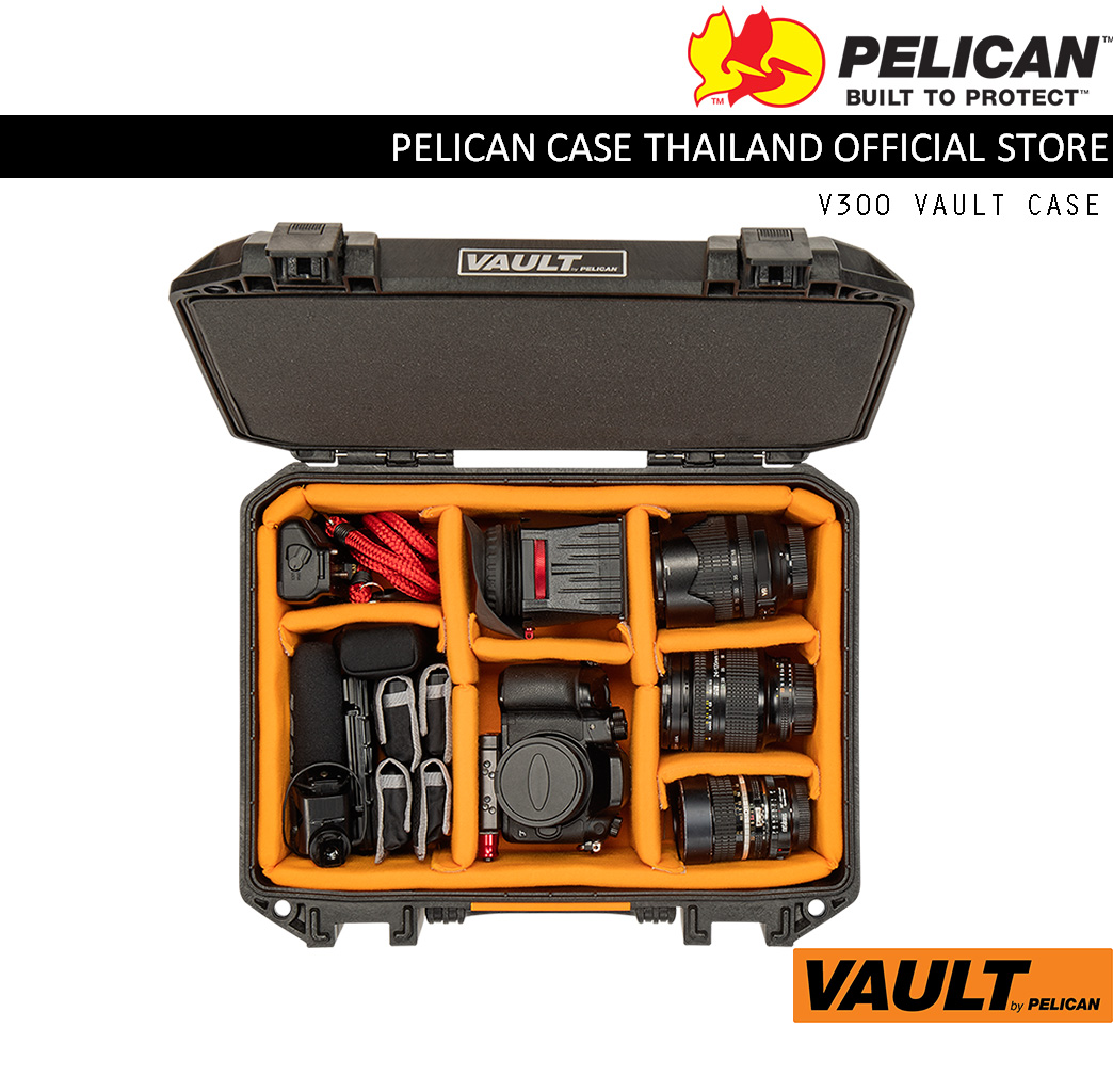 PELICAN VAULT V300 Case with Padded Divider, Black