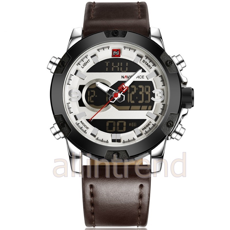 นาฬิกา Naviforce รุ่น NF9097 สีเงิน สายสีน้ำตาล ของแท้ รับประกันศูนย์ 1 ปี ส่งพร้อมกล่อง และใบรับประกันศูนย์ ราคาถูกที่สุด