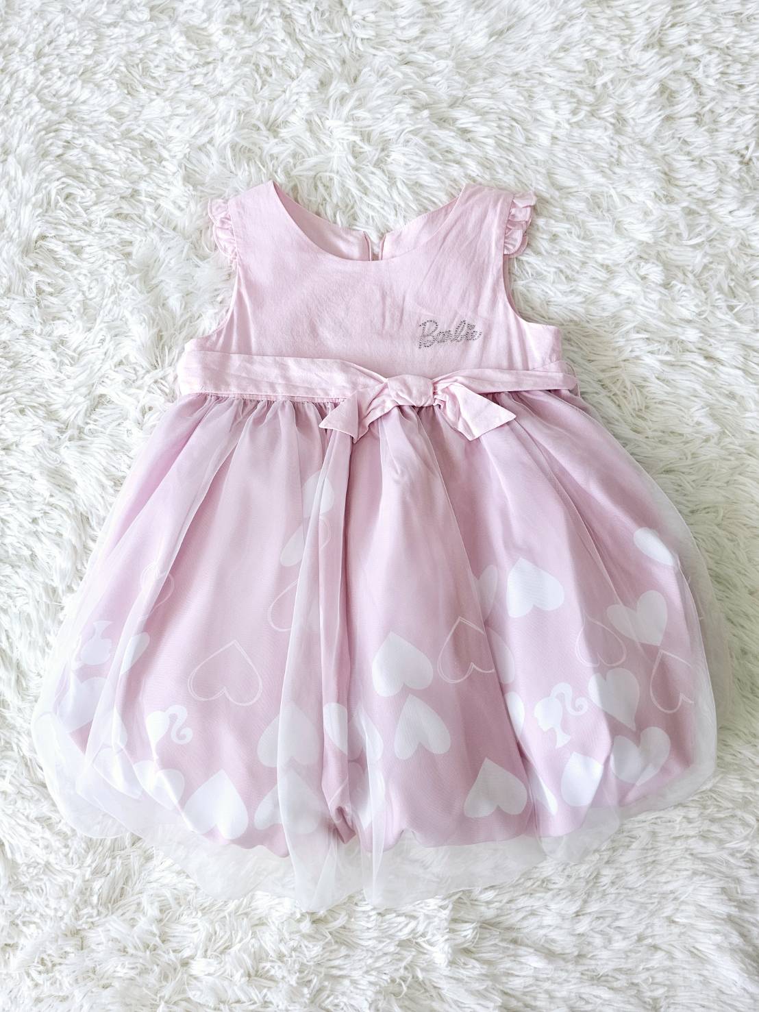 เดรส Barbie baby สีชมพู ไซส์ S (24m) พร้อมผ้าคาดผม Laugh by ChaLom มือสอง เหมือนใหม่ ไม่มีตำหนิ