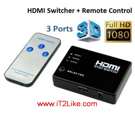 HDMI Switch เข้า 3 ออก1 รองรับ 3D Full HD มีรีโมท