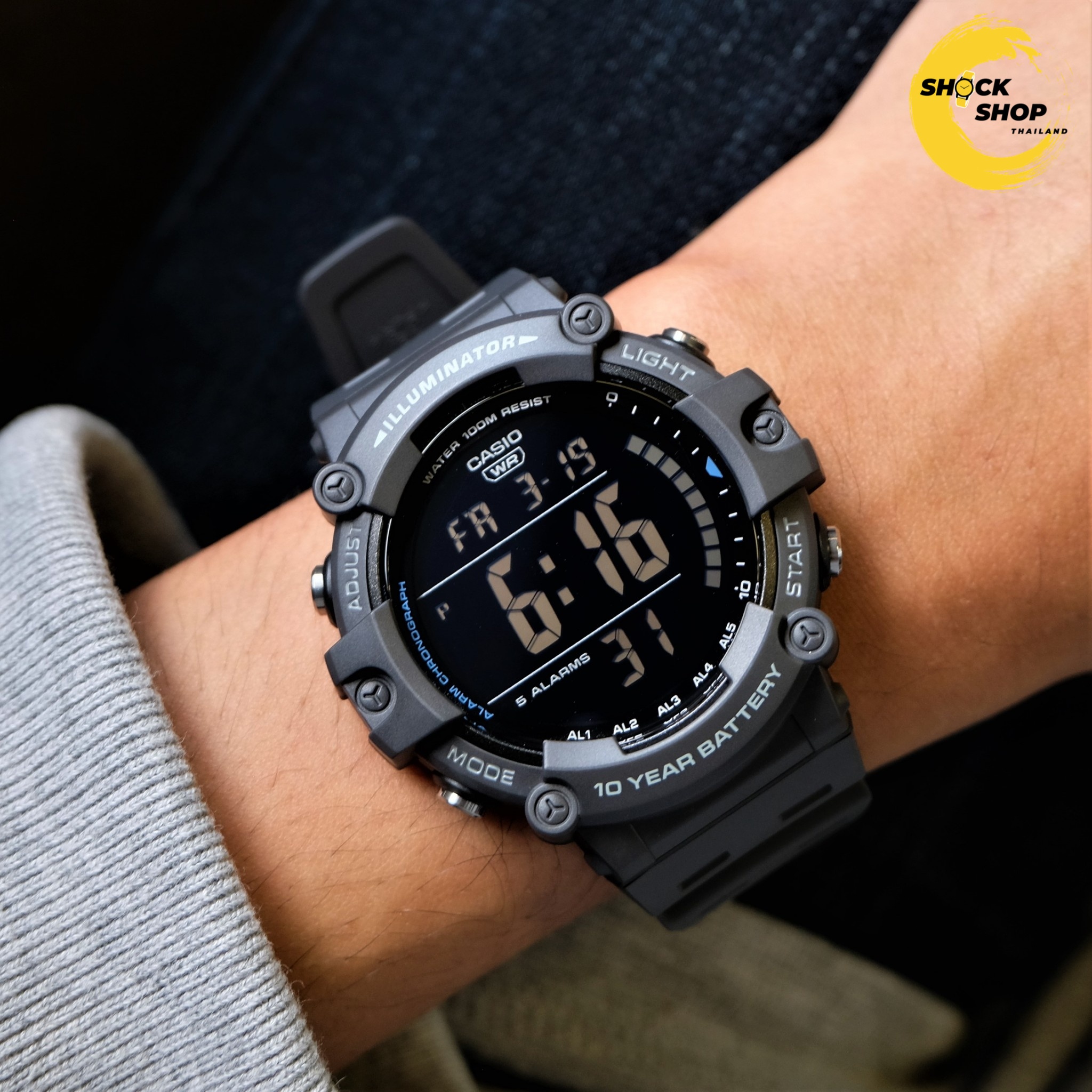 CASIO นาฬิกาข้อมือผู้ชาย รุ่น AE-1500WH-8BV วัสดุเรซิ่น สีเทาดำ คาสิโอ