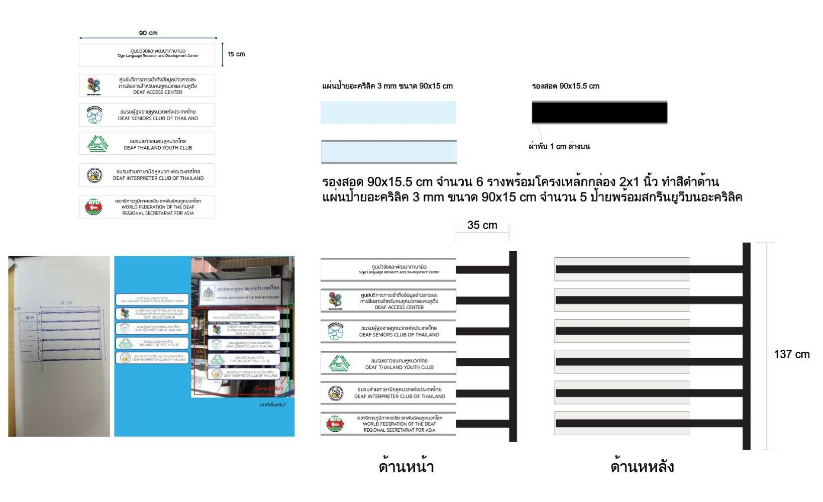 งานป้ายรองสอด ติดตั้งที่สมาคมคนหูหนวกแห่งประเทศไทย
