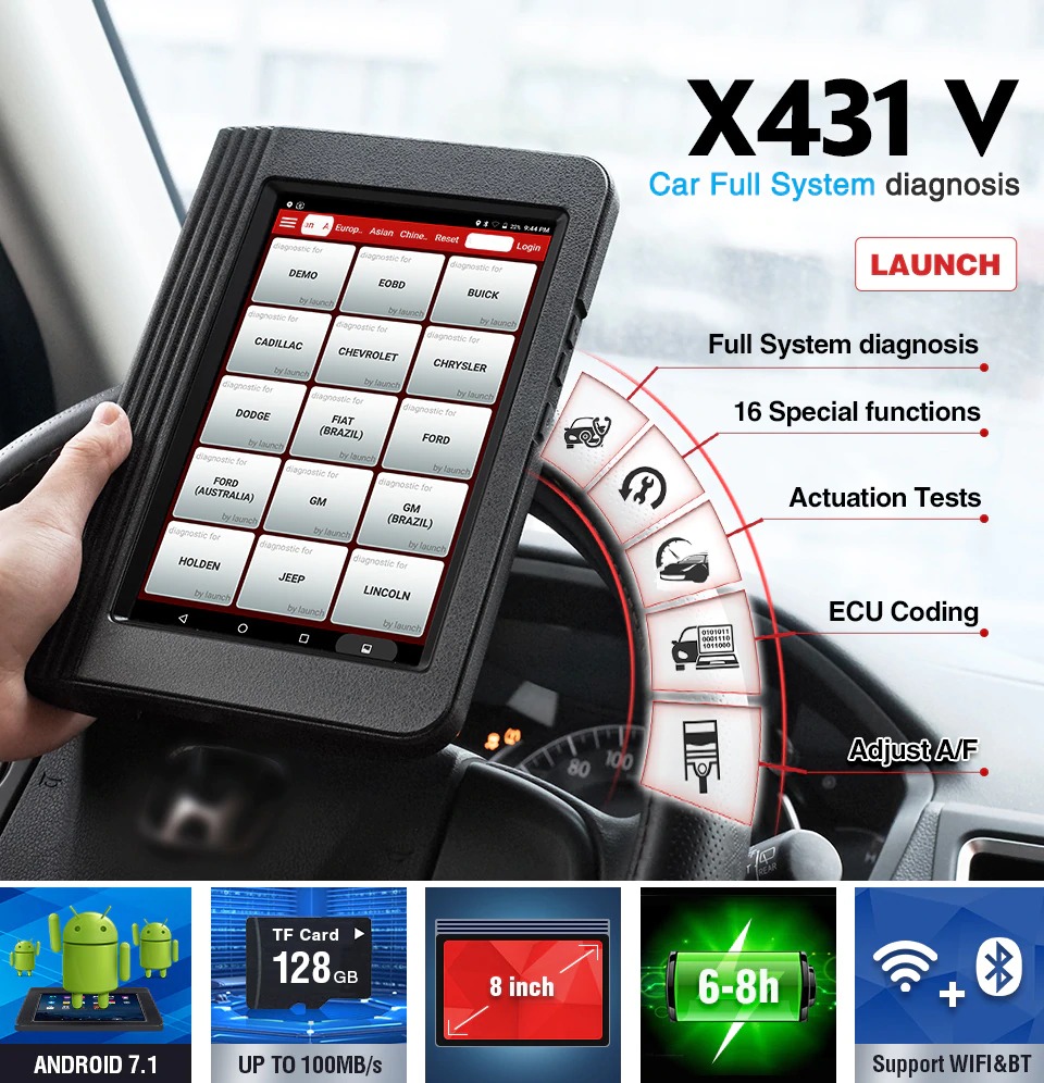 LAUNCH X431 V Bluetooth / Wi-Fi เครื่องมือวิเคราะห์รถยนต์ เครื่องสแกนรถยนต์ เครื่องมือวินิจฉัยรถยนต์ เครื่องสแกนโค้ด วิเคราะห์รถยนต์ อ่านโค้ดต่างๆ Code Reader Car Scanner Automotive Diagnostic Tool