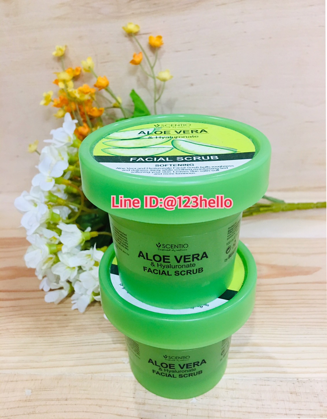SCENTIO ALOE VERA & Hyaluronate FACIAL SCRUB เซนทิโอ อโลเวร่า แอนด์ ไฮยาลูโรเนต เฟเชียล สครับ 100 มล.
