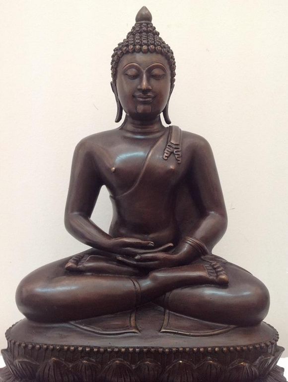 พระเชียงแสน 9นิ้ว เนื้อทองเหลือง รมดำ ปางสมาธิ