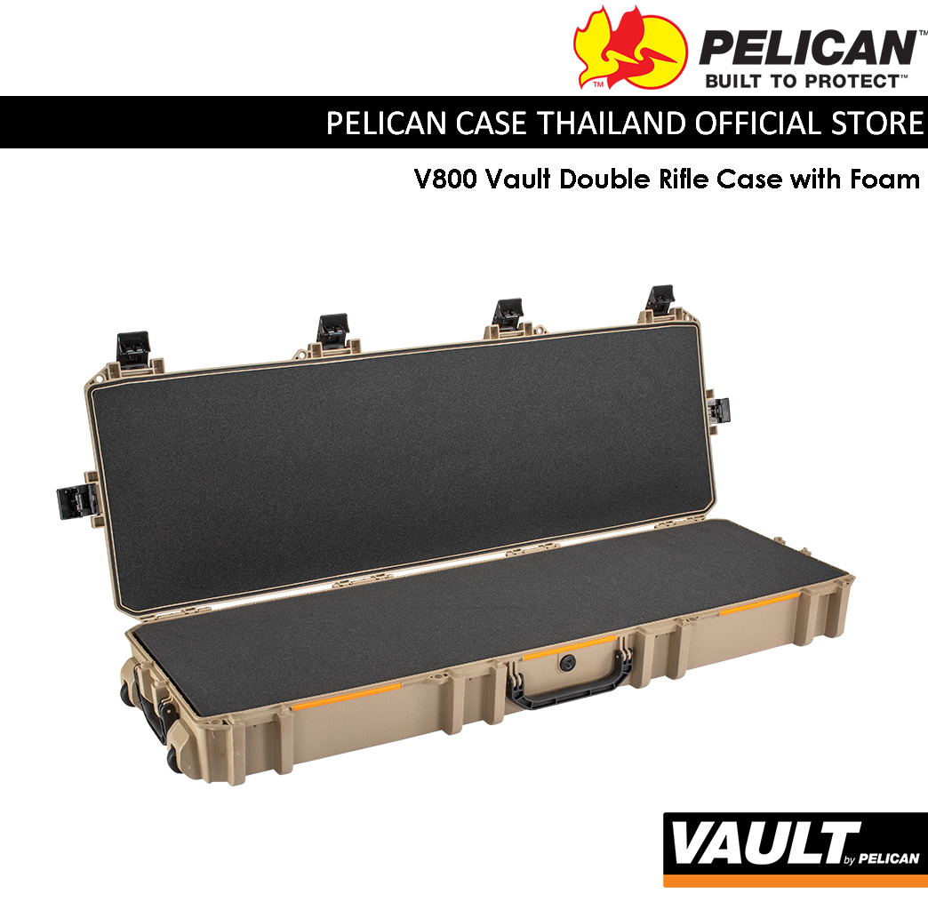 Pelican V800 Vault Double Rifle Case with Foam - Desert Tan