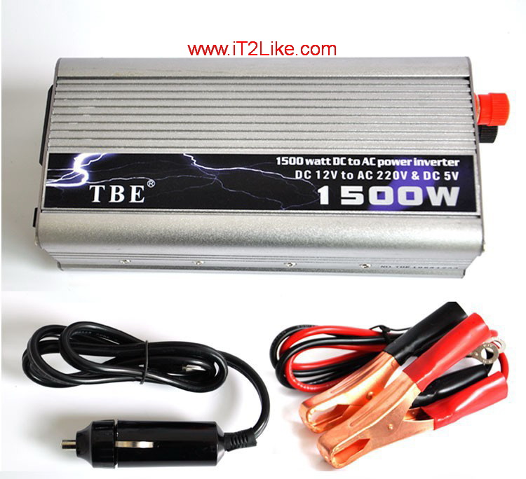 อินเวอร์เตอร์ 1500 W แปลงไฟรถยนต์เป็นไฟบ้าน จาก DC12 V เป็น AC 220 V Inverter 1500W