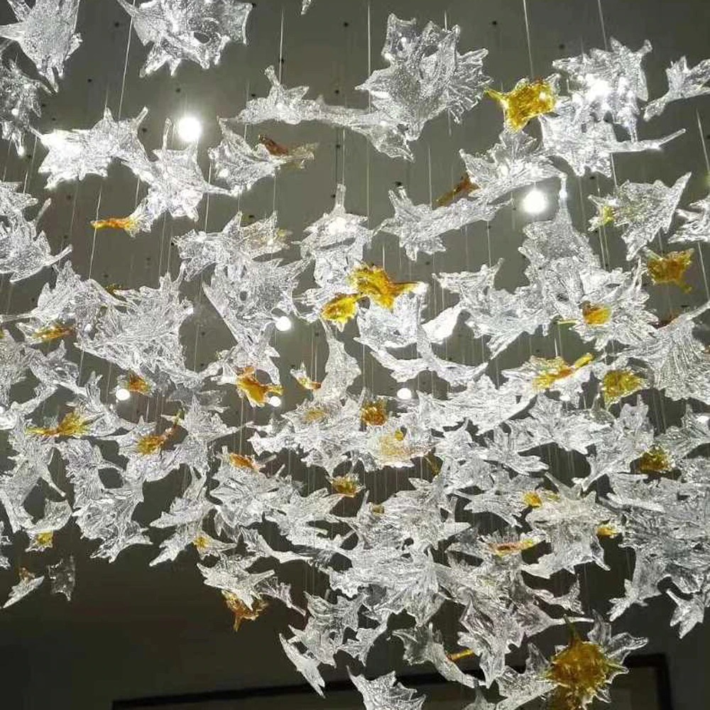 Maple Leaves crystal glass สำหรับ ไฟระย้า โคมไฟ โคมแขวน ไฟเพดาน โคมระย้า ไฟแขวน ไฟกิ่ง ไฟช่อ โคมไฟแขวน