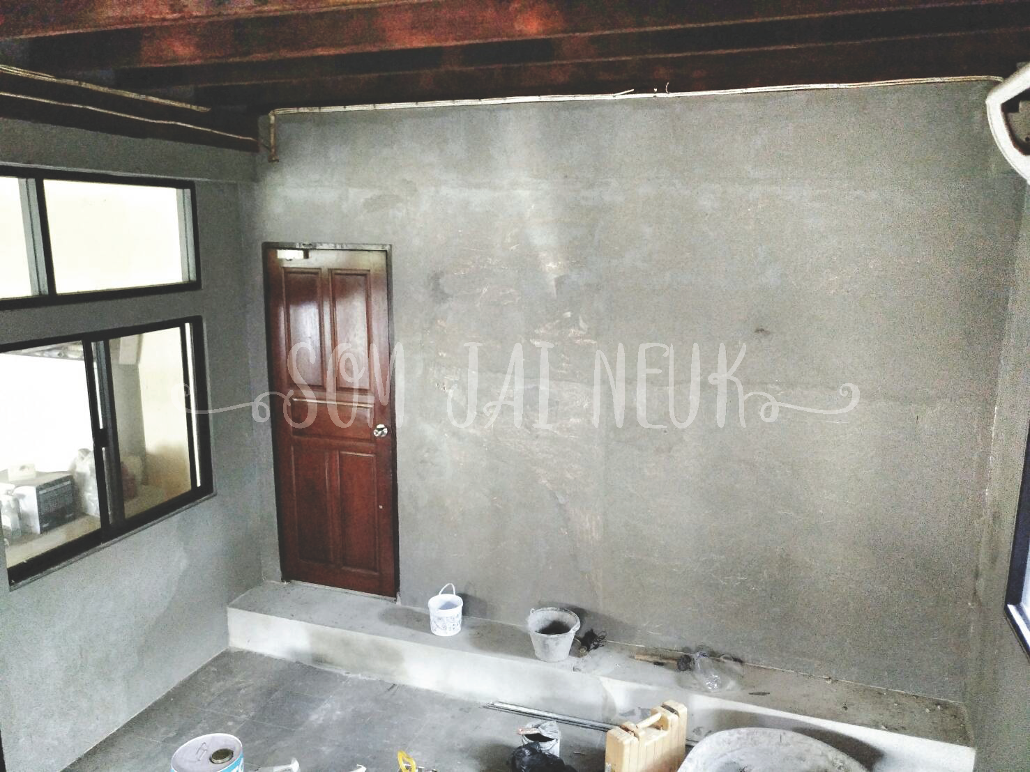 รีโนเวทครัว ฉาบปูนลอฟท์ 65 ตร.ม@ร้านอาหารย่านติวานนท์