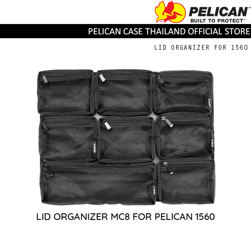 Lid Organizer MC8 for Pelican 1560 Case with 8 removable pouches - Fits Pelican 1560 *กระเป๋าถอดออกได้*