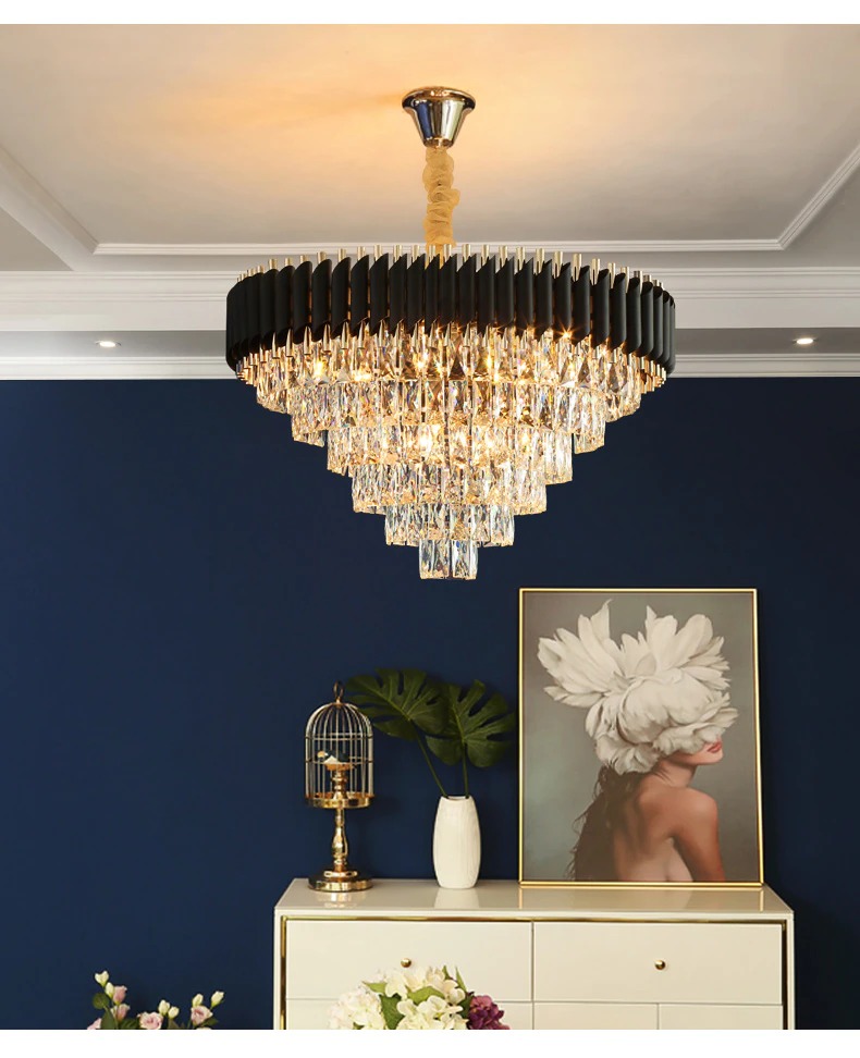 ไฟระย้า คริสตัล เกรดA crystal chandelier ทรงกลม/สี่เหลี่ยม ไฟเพดาน โคมระย้า ไฟแขวน ไฟกิ่ง ไฟช่อ โคมไฟแขวน สวยหรู ทนทาน