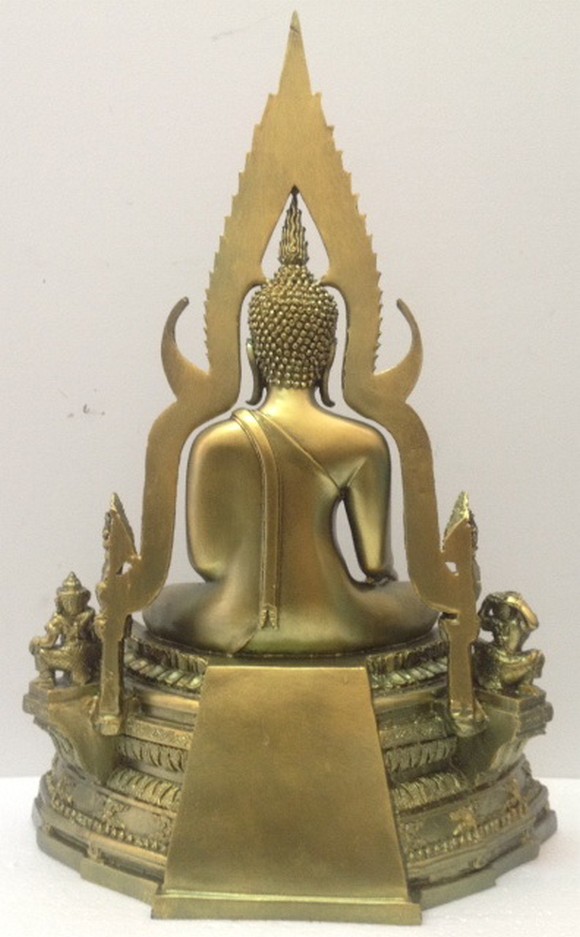 พระพุทธชินราช มวลสารผสมเหล็กน้ำพี้ สีเขียวราชาวดี 9นิ้ว