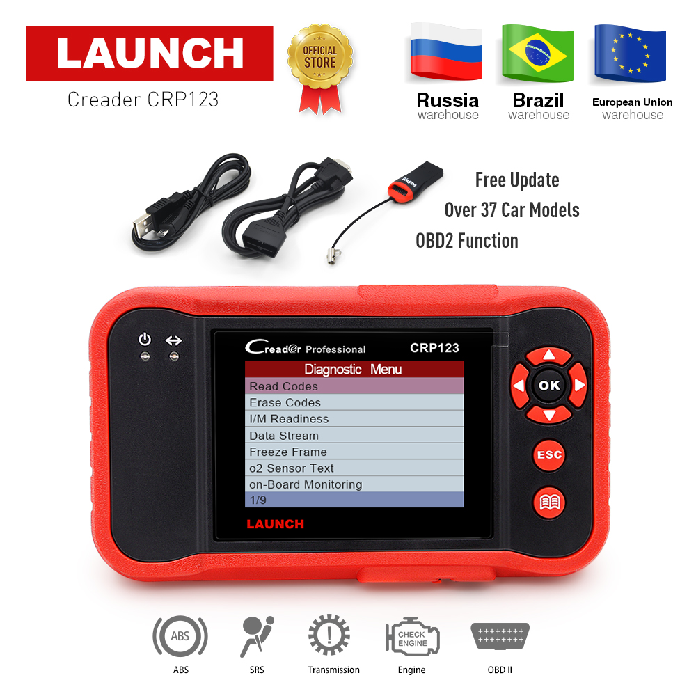 เครื่องสแกนโค้ด วิเคราะห์อาการรถยนต์ อ่านโค้ดต่างๆ Launch Creader CRP123 X431 OBD2 EOBD
