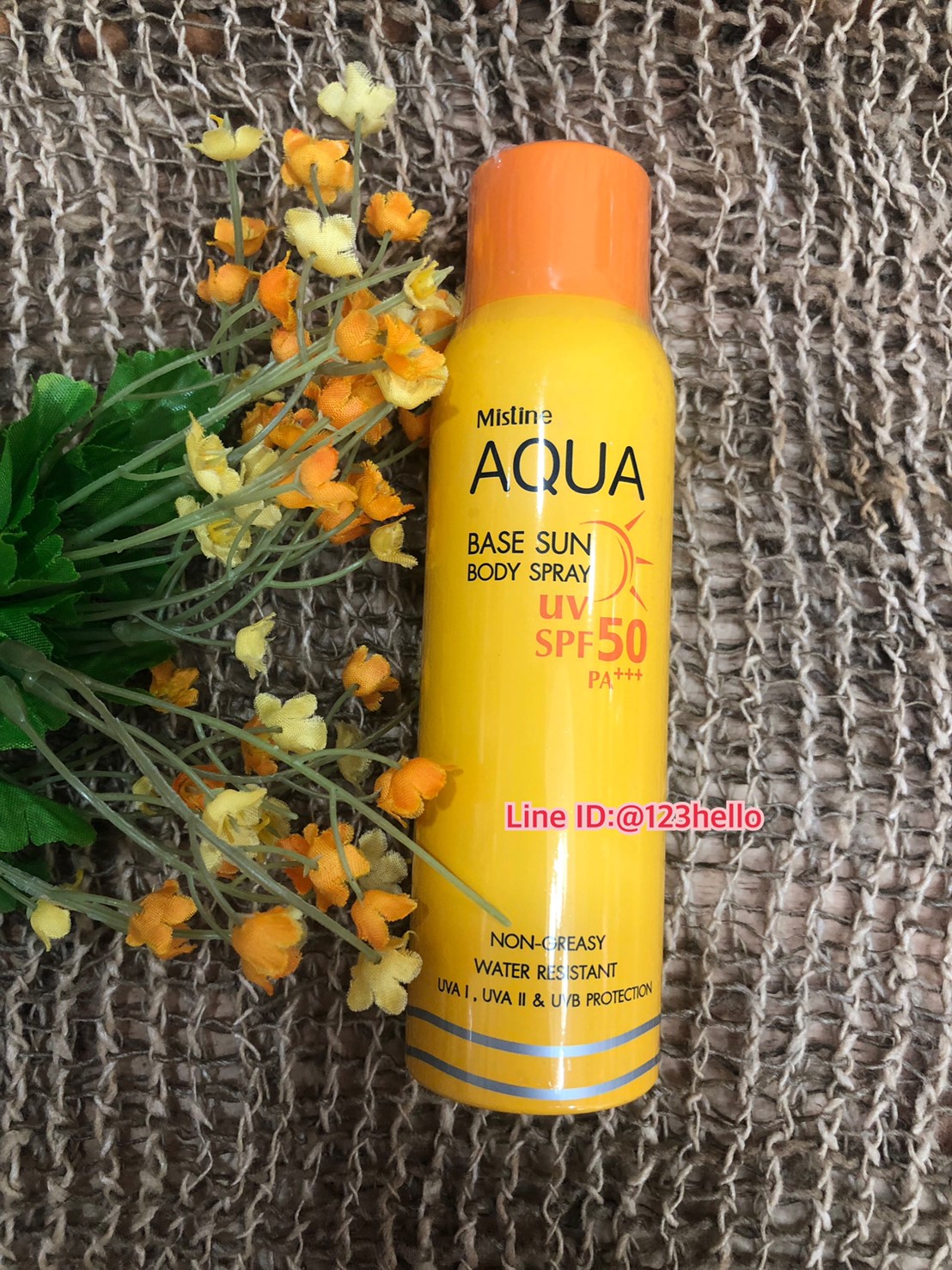 Mistine AQUA BASE SUN BODY SPRAY SPF50 PA+++ มิสทีน อะควา เบส ซัน บอดี้ สเปรย์ เอสพีเอฟ50 พีเอ+++ 100 ml.