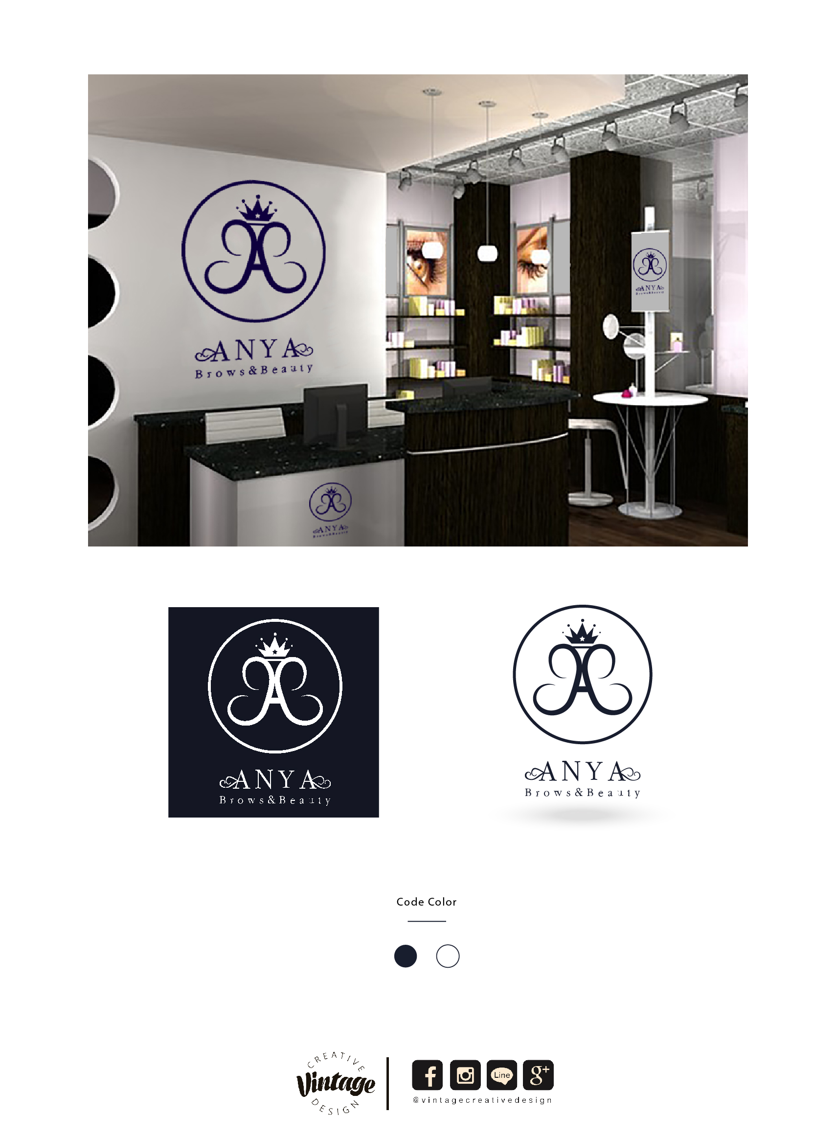 ออกแบบโลโก้ ร้าน ANYA Brows&Beauty ร้านเสริมความงาม ต่อขนตา แว็กซ์คิ้ว