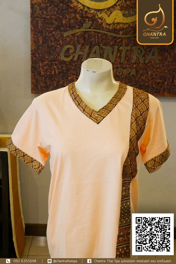 เสื้อยืดลายไทย สีส้มอ่อน