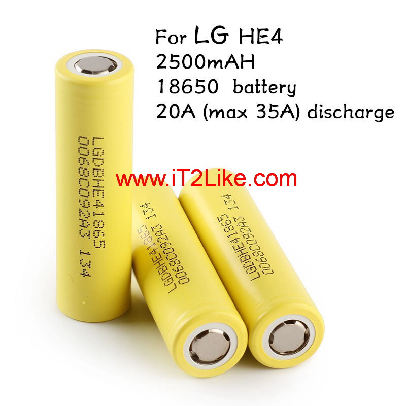 แบต ถ่าน Li-ion 18650 LG HE4 INR18650HE4 2500mAh จ่ายกระแสสูงพิเศษ 20A(35A) High Drain ของแท้ Made in Korea