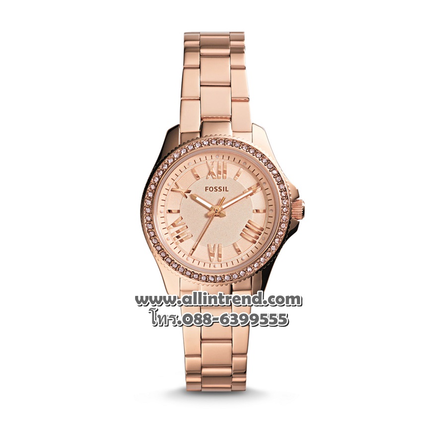 นาฬิกา Fossil รุ่น AM4578 Cecile Small Three-Hand Stainless Steel-Rose Gold นาฬิกาข้อมือผู้หญิง ของแท้ รับประกันศูนย์ 2 ปี ส่งพร้อมกล่อง และใบรับประกัน