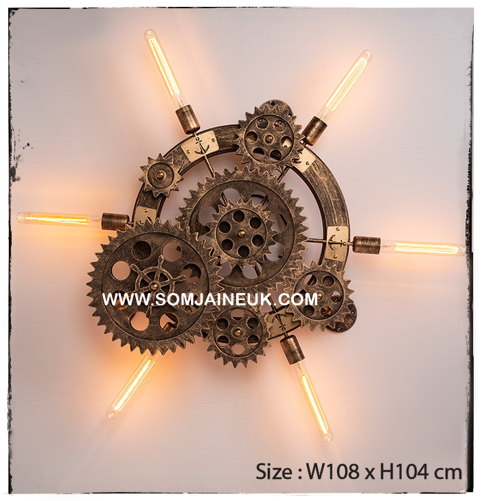 #010 โคมไฟเฟืองเกียร์หมุนได้แบบติดผนัง สไตล์ลอฟท์ เรโทร (American Retro Gear Lamp) แถมฟรีหลอดเอดิสัน !!!