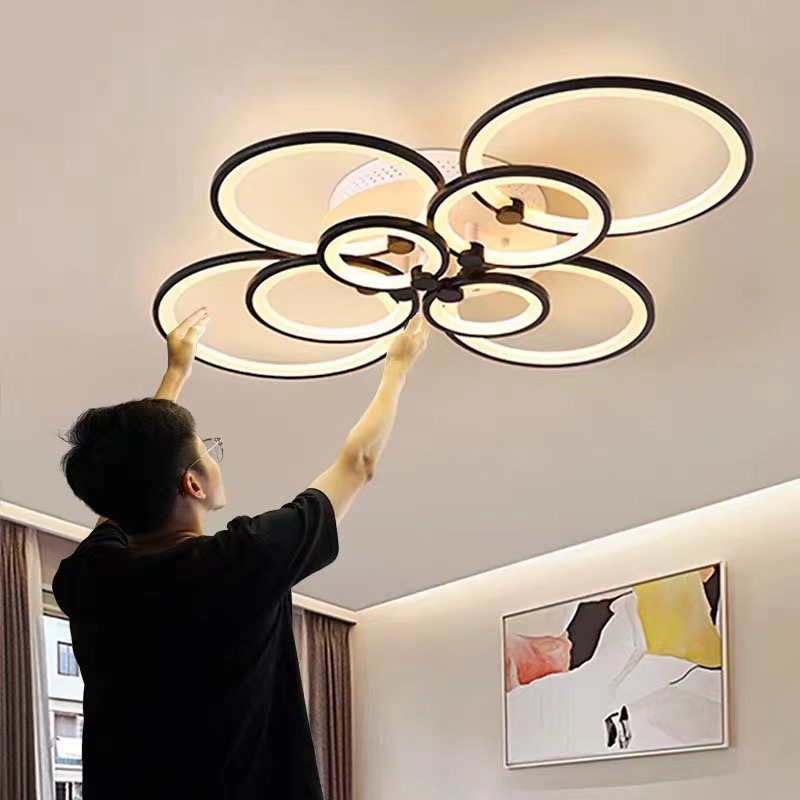 โคมไฟแขวน ไฟเพดาน 3-8 rings LED black โคมเพดาน โคมไฟเพดาน ไฟระย้า ไฟช่อ ไฟกิ่ง สวยทันสมัย ไฟตกแต่ง หรูหรา ทนทาน ประหยัดไฟ