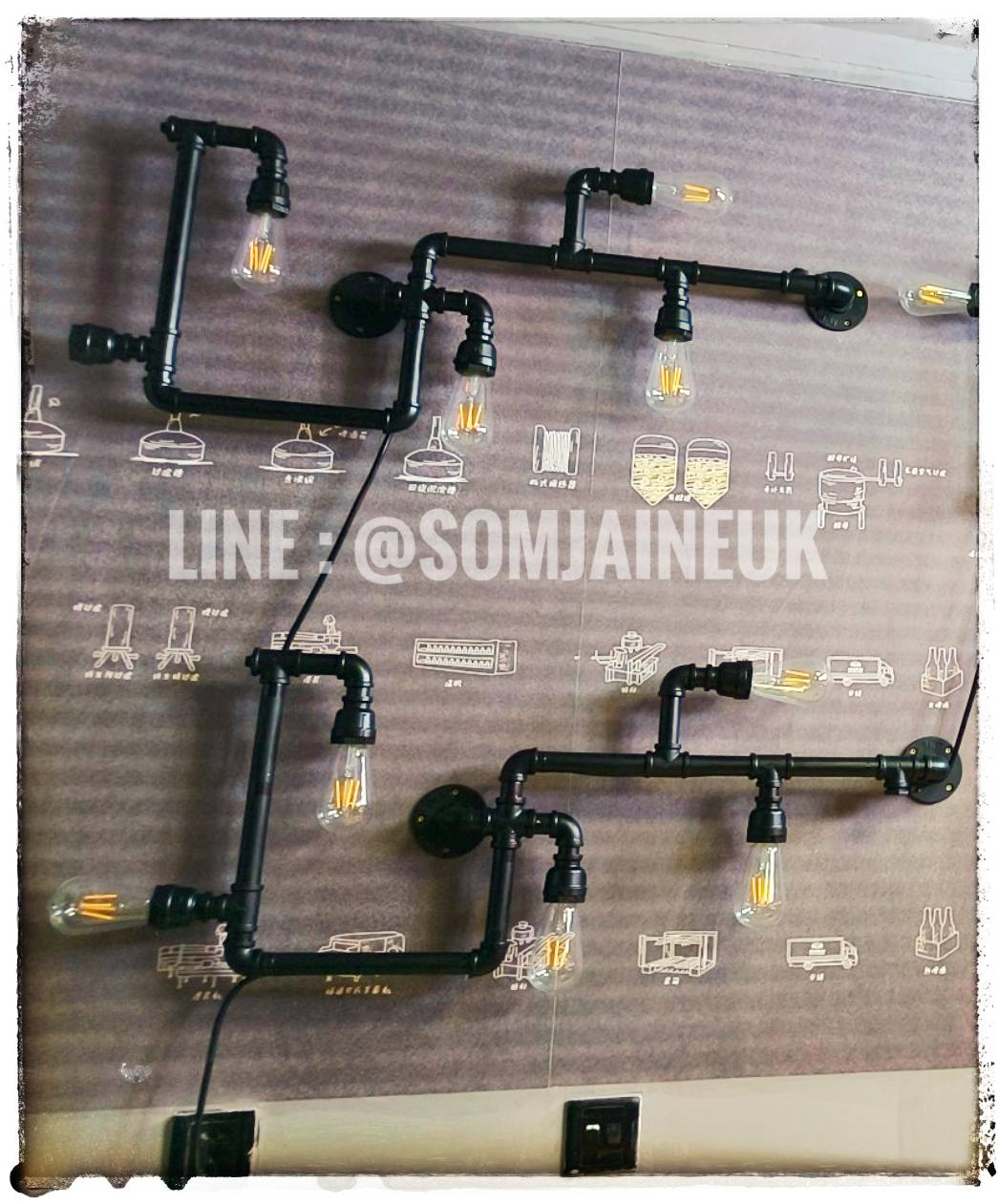 โคมไฟท่อแบบติดผนังขนาด 40x100 ซม มี 3 สีให้เลือก แถมฟรีหลอดเอดิสัน !!! ส่งฟรีทั่วประเทศ