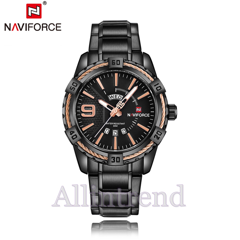นาฬิกา Naviforce รุ่น NF9117 RG BK สีทองชมพู/ดำ ของแท้ รับประกันศูนย์ 1 ปี ส่งพร้อมกล่อง และใบรับประกันศูนย์ ราคาถูกที่สุด