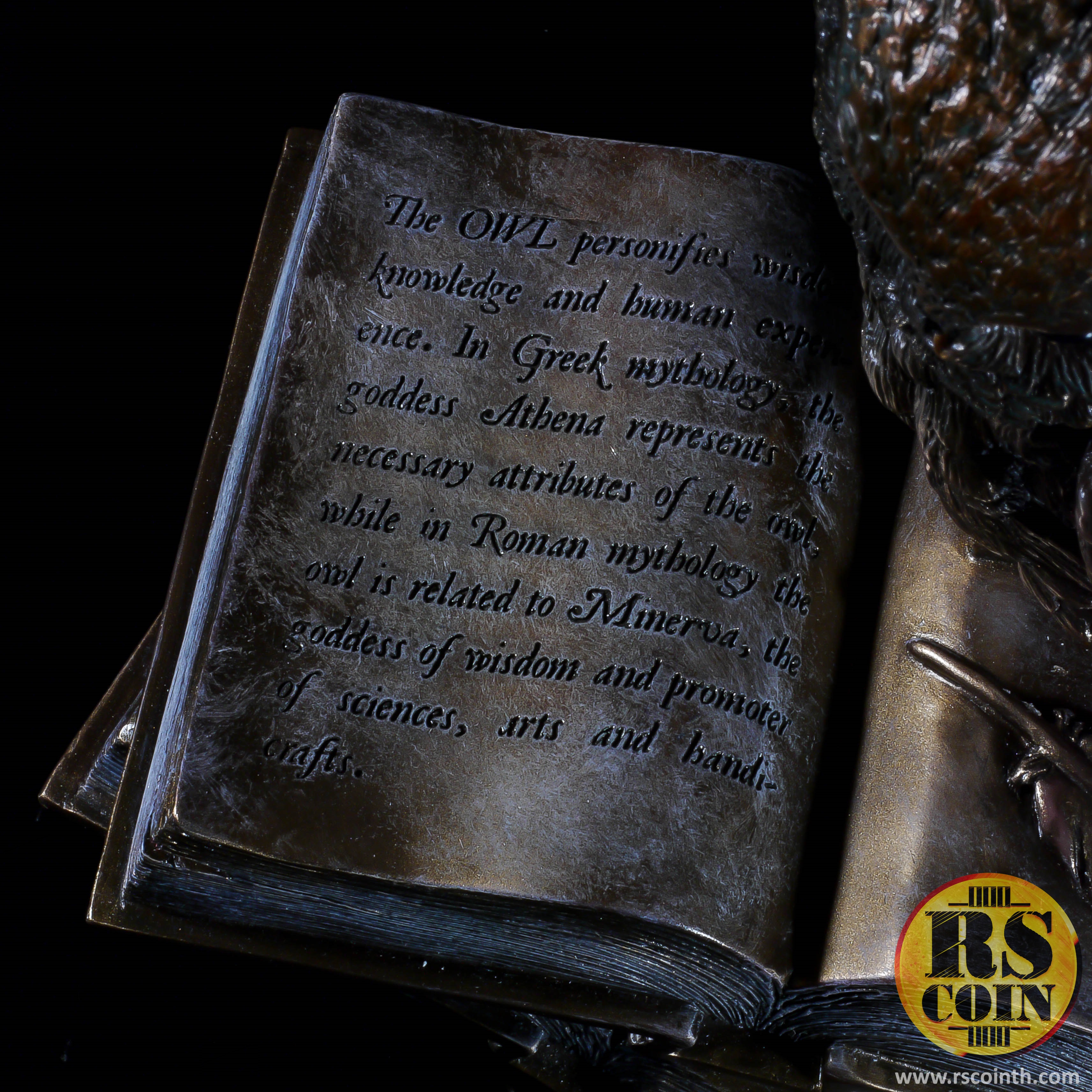 รูปปั้นสัมฤทธิ์ - นกฮูกหนังสือ (Sculpture Bronze Owl on Book - Pre Order)