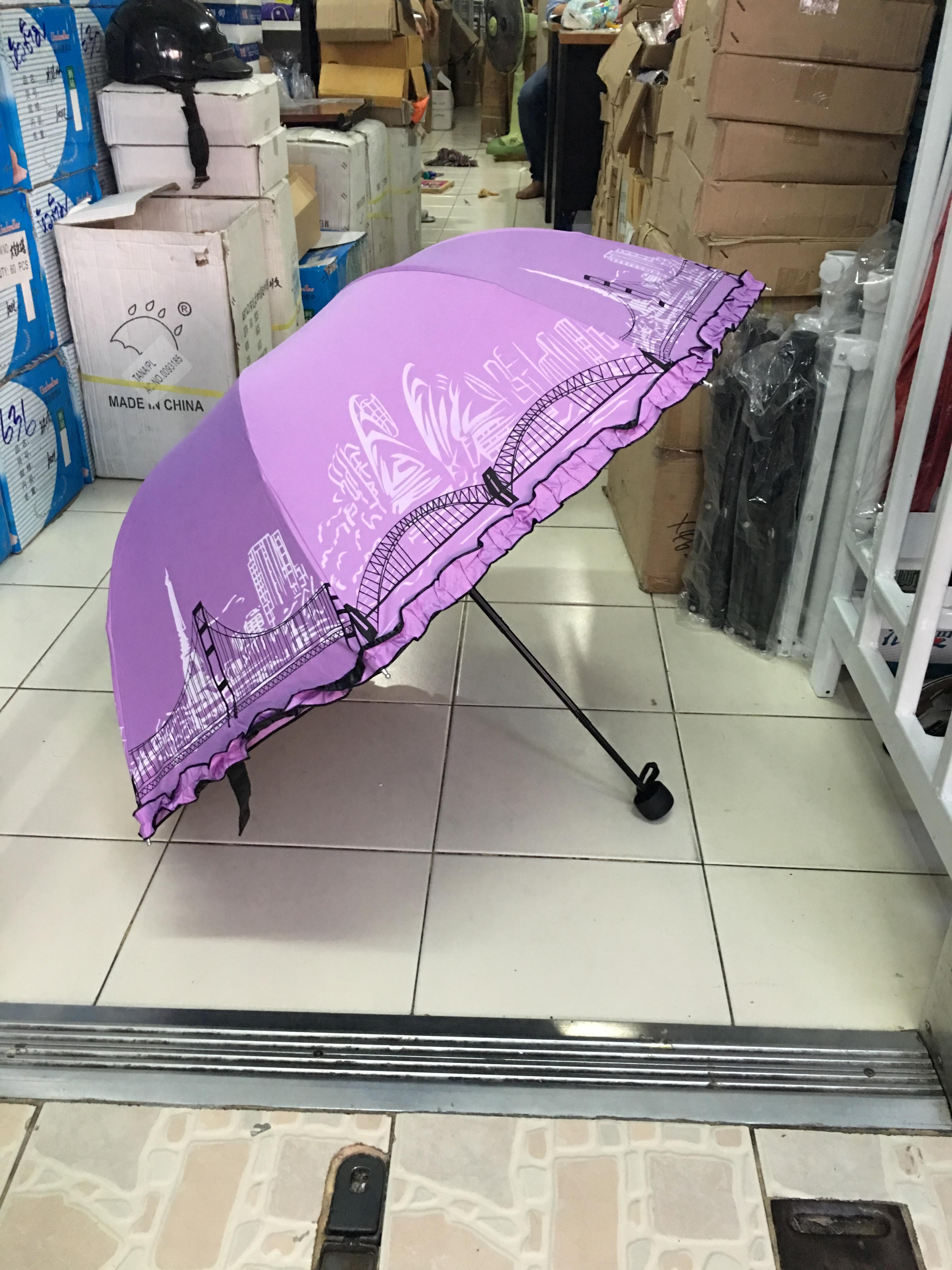 ร่มโค้งแฟชั่นรหัส657มีระบายยูวีสีดำ