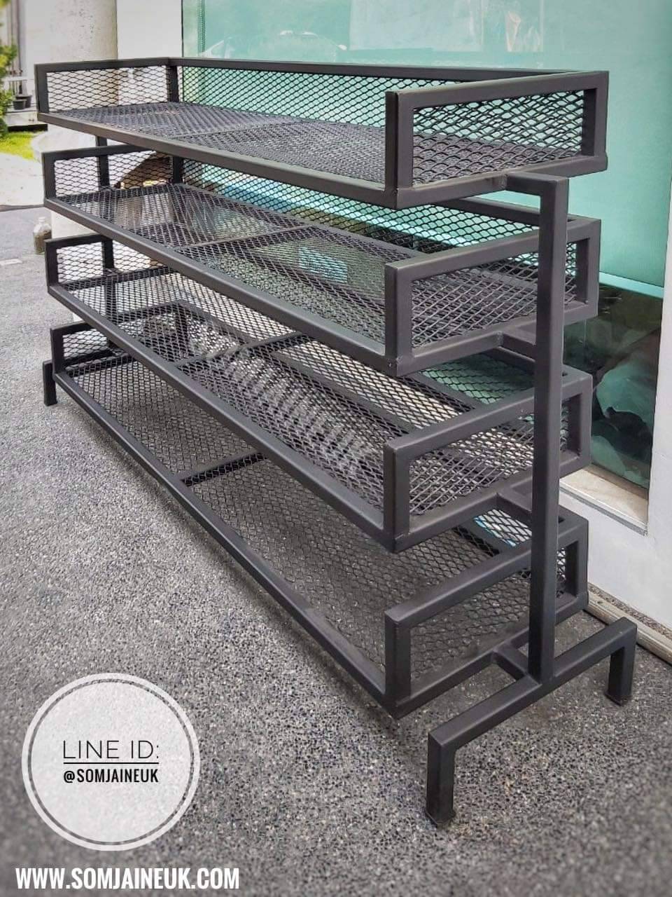 ชั้นวางรองเท้าตะแกรงฉีกสไตล์ลอฟท์