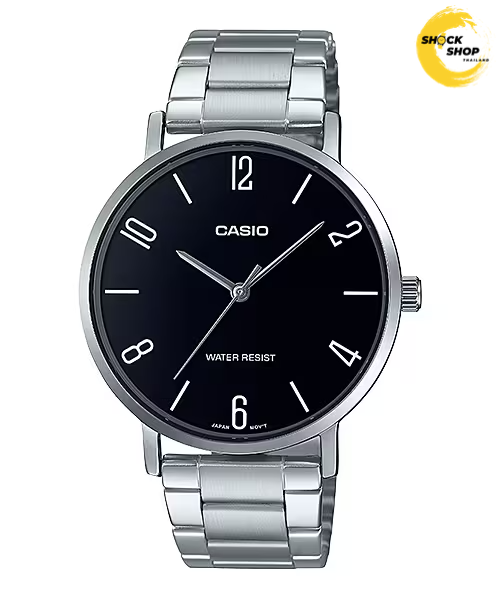 CASIO นาฬิกาผู้ชาย รุ่น MTP-VT01D-1B2 วัสดุสเตนเลสสตีล สีเงิน คาสิโอ