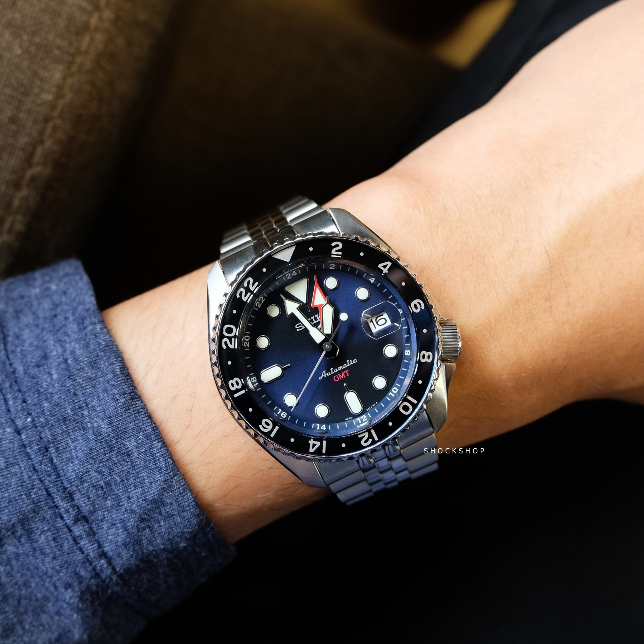 นาฬิกาข้อมือ NEW SEIKO 5 SPORTS AUTOMATIC G.M.T รุ่น SSK003K