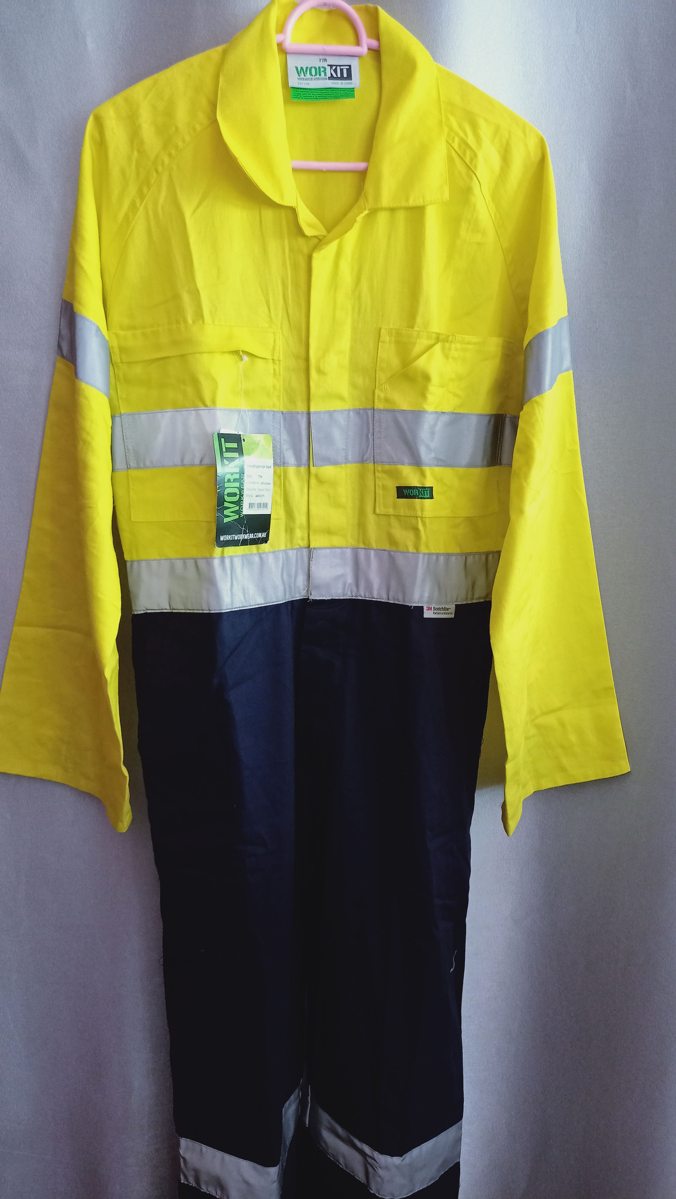 ชุดหมี coverall แถบสะท้อนแสง 3M สีเหลืองกรม แบบปิดซิป ผ้า TC ชุดทำงาน ชุดหมี ชุดหมีเซฟตี้ ชุดหมีกู้ภัย ชุดหมีแฟชั่น เข้ารูป coverall ทุกไซส์ สำเนา