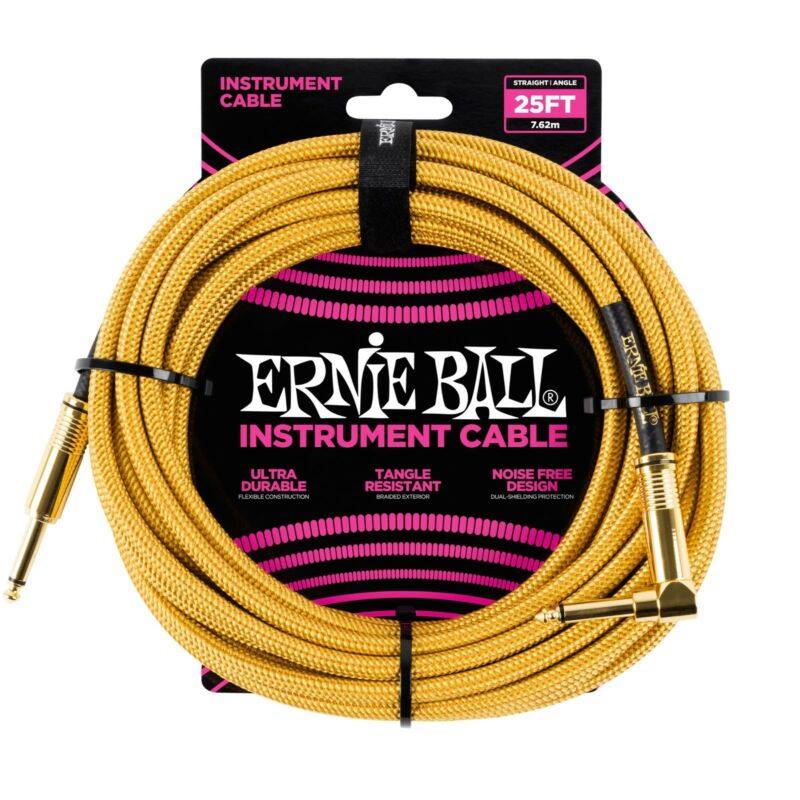 Ernie Ball INSTRUMENT CABLE 25FT S/A GOLD GOLD