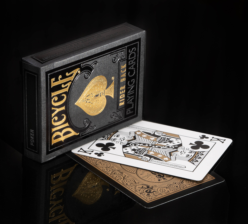 Bicycle Rider Back Black Gold Playing Cards