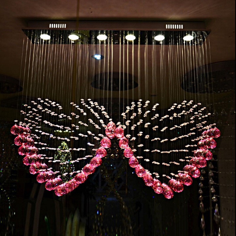 chandelier แชนเดอเลีย โคมระย้า ไฟเพดาน ไฟระย้า ไฟช่อ ไฟกิ่ง ไฟคริสตัล love heart วาเลนไทน์ ( pink )