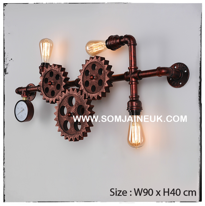 #003 โคมไฟเฟืองเกียร์หมุนได้แบบติดผนัง สไตล์ลอฟท์ เรโทร (American Retro Gear Lamp) แถมฟรีหลอดเอดิสัน !!!