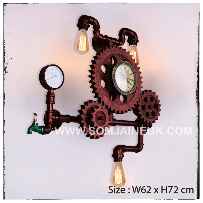 #001 มี 2 สีให้เลือก โคมไฟเฟืองเกียร์หมุนได้แบบติดผนัง สไตล์ลอฟท์ เรโทร (American Retro Gear Lamp) แถมฟรีหลอดเอดิสัน !!!