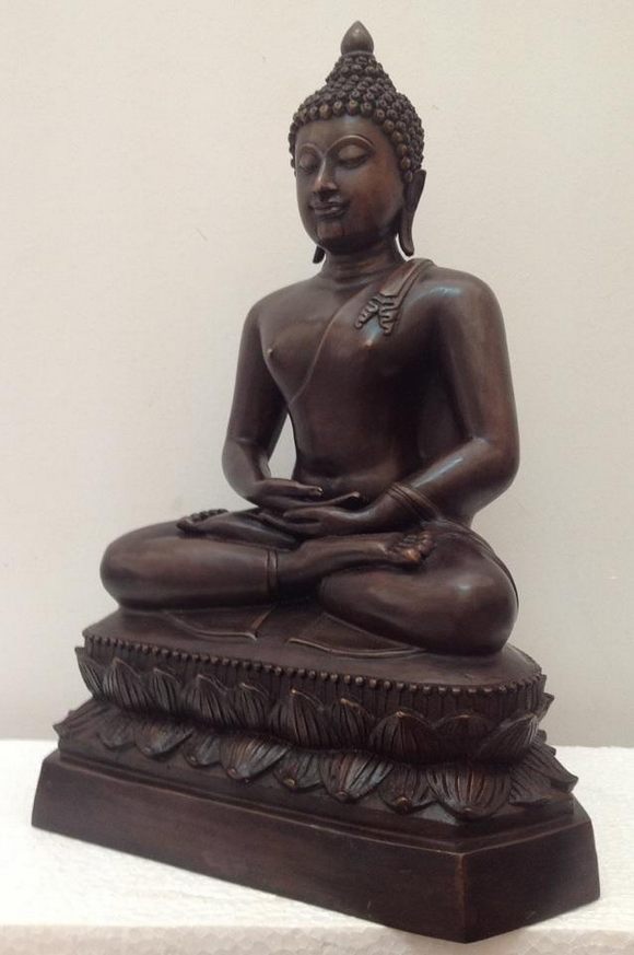 พระเชียงแสน 9นิ้ว เนื้อทองเหลือง รมดำ ปางสมาธิ