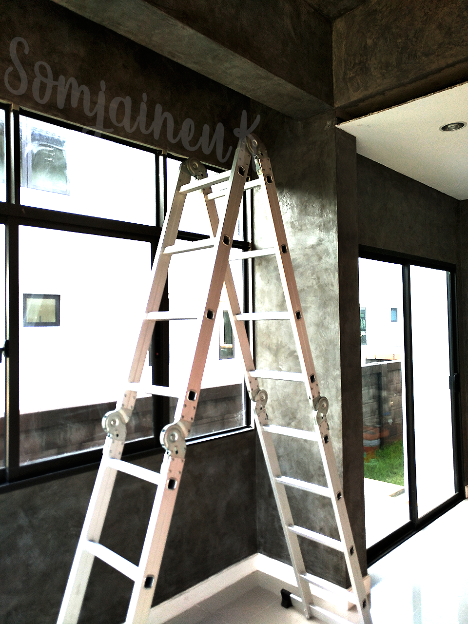 ฉาบผนังปูนลอฟท์บ้านเดี่ยว ชั้นล่างพื้นที่รวม 70 ตร.ม. @หมู่บ้าน H.Cape Serene สุขาภิบาล 2