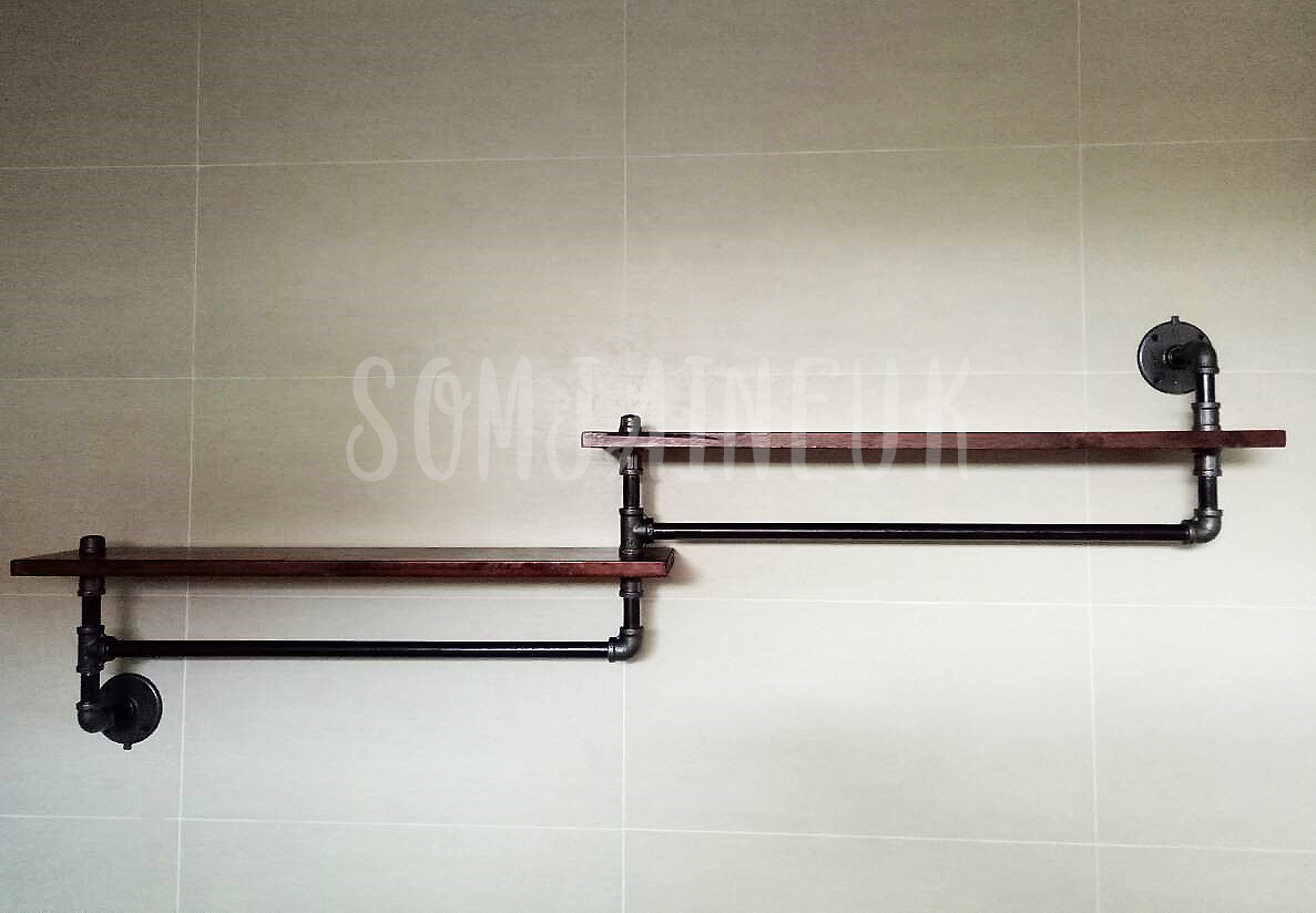 เซ็ทชั้นวางของ ราวแขวนผ้าในห้องน้ำ พร้อมที่ใส่กระดาษชำระสไตล์ Loft