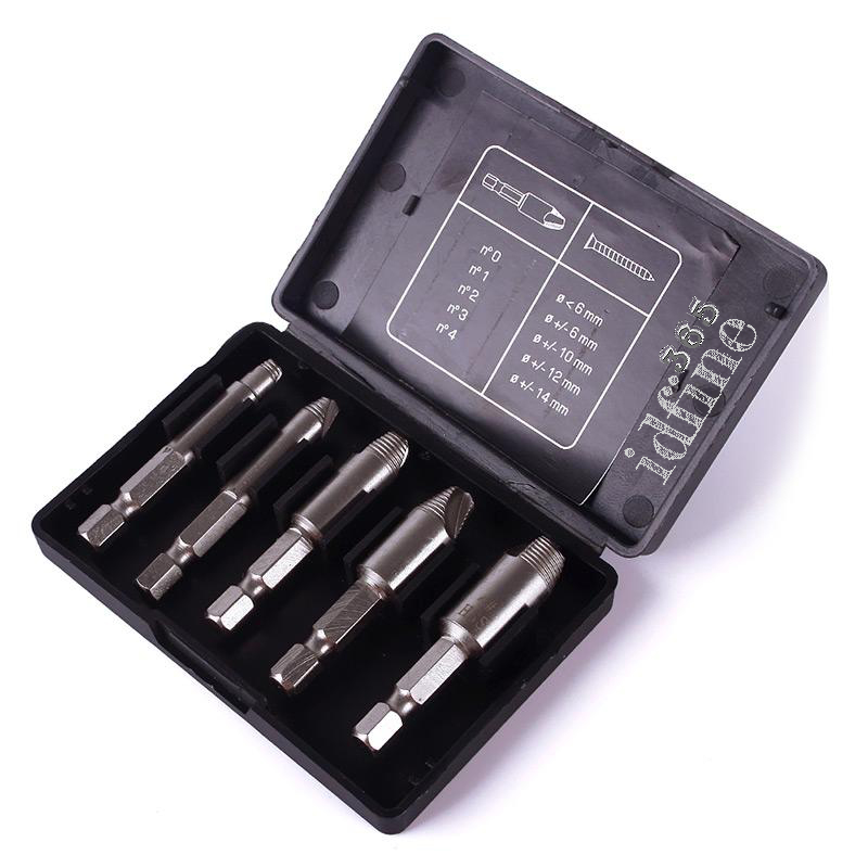 Easy Out Screw Extractor ชุด 5 ชิ้น ช่วยถอดสกรูที่เสีย ให้ออกอย่างง่ายดาย คุณภาพดี ส่งฟรีลงทะเบียน