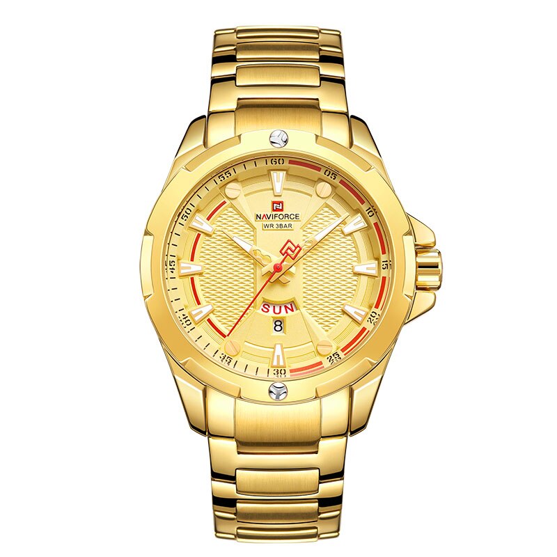 นาฬิกา Naviforce รุ่น NF9161 GD สีทองของแท้ รับประกันศูนย์ 1 ปี ส่งพร้อมกล่อง และใบรับประกันศูนย์ ราคาถูกที่สุด