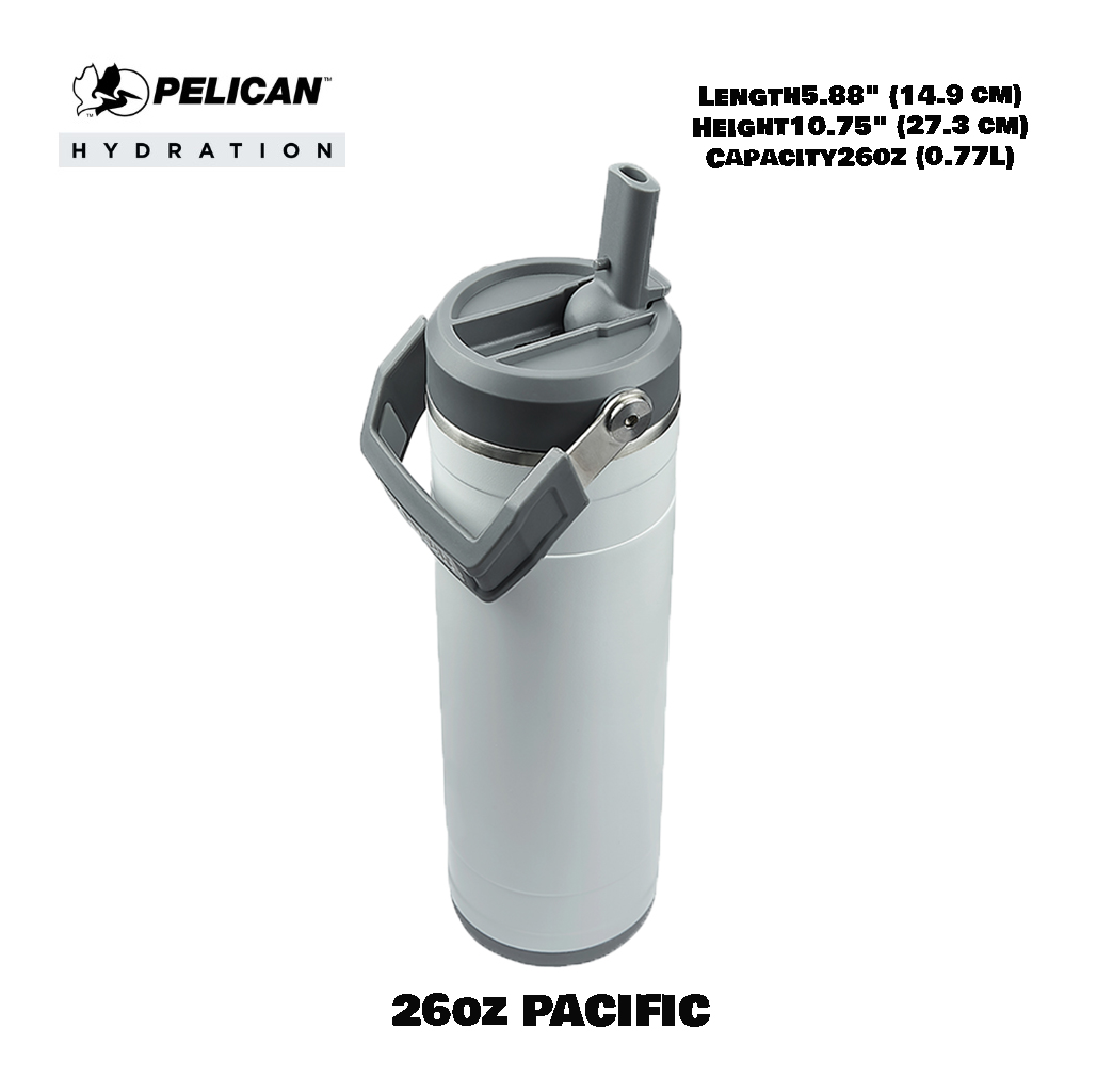 Pelican Pacific 26oz 770ml Bottle - ASH - ขวดน้ำเก็บความร้อนและเย็น เเท้💯 รับประกัน 1ปี